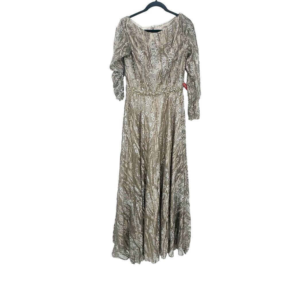 Mac Duggal Embellished Long Sleeve Sequin Lace Gown Dress Size 8 NWT - Picture 8 of 12
